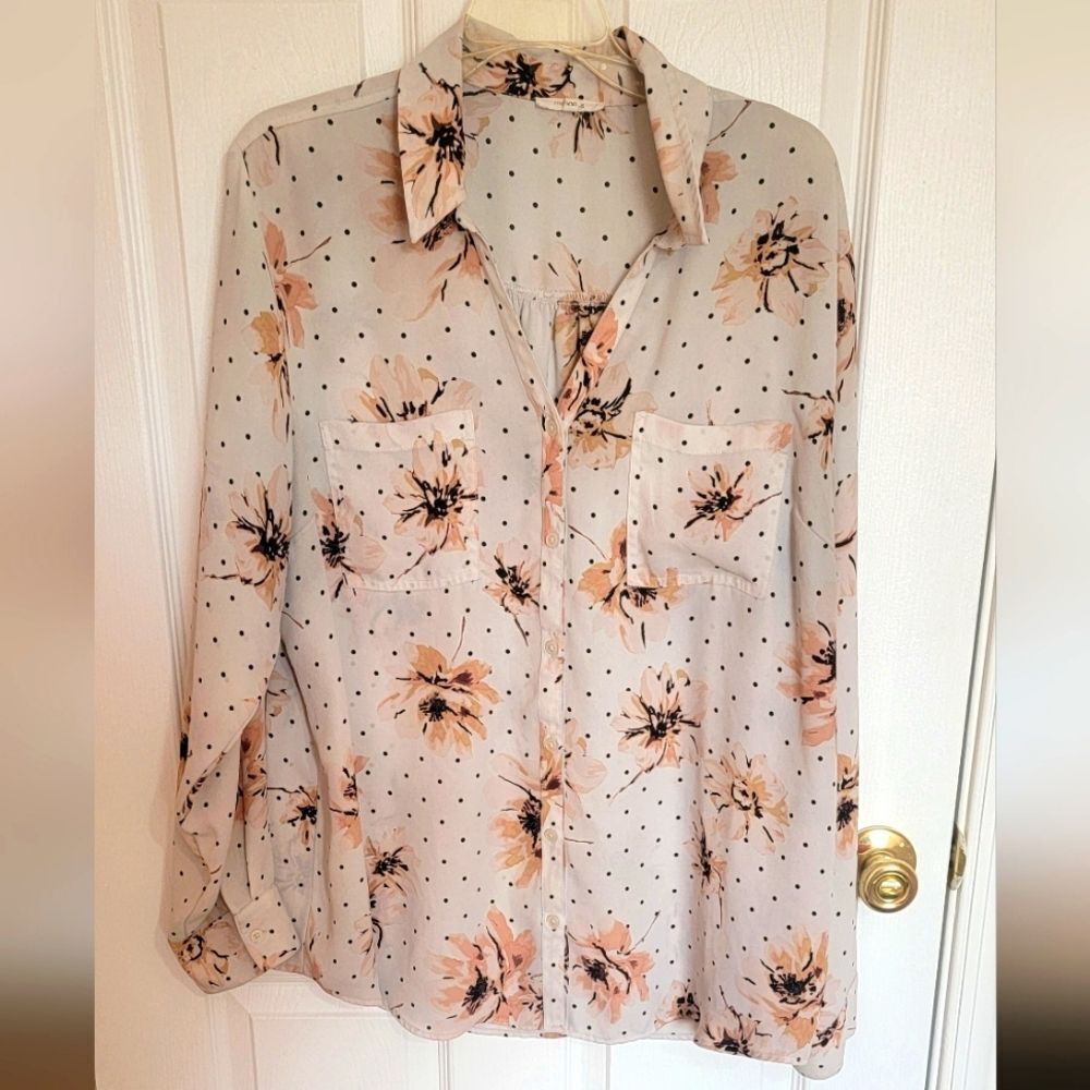 Maurices EUC XXL Floral Polka Dot Blouse